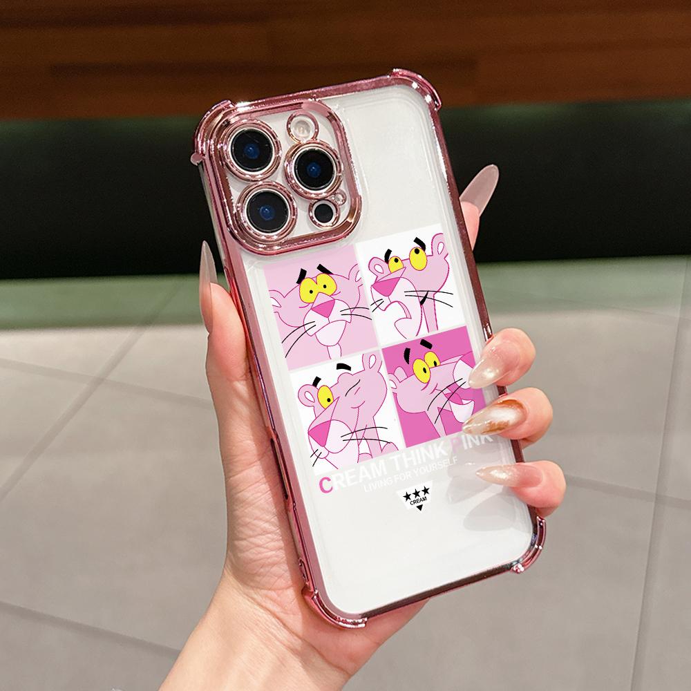Милый чехол для телефона с Розовыми Пантерами для Samsung Galaxy A57 A56 A55 A54 A53 A52 A37 A36 A16 A06 4G 5G Прозрачный противоударный чехол