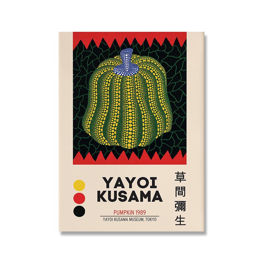 Яёи Кусама Японская выставка современного искусства Картина на холсте Плакат Современные цветы Тыквенные точки Глаза Декор для дома Настенные принты
