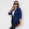 Women Suit Coat Lapel Long Sleeve Flap Pockets Suit Jacket Solid Color Single Button Office Lady Outwear