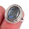 Ювелирное кольцо из чистого серебра 925 пробы с натуральным лабрадоритом, размер 6 H7C78