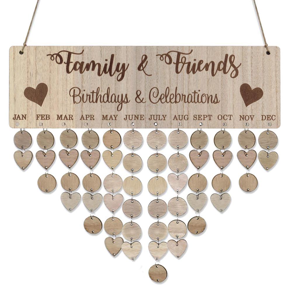 Calendar Reminding Wood Friends Gifts Wooden Calendar Plaque Birthday Reminder Reminder Hanging Calendar Family Birthday Boards