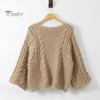 Женский свитер с круглым вырезом и длинным рукавом, с перекрученной текстурой, трикотажные топы, однотонные, свободные, пуловеры
