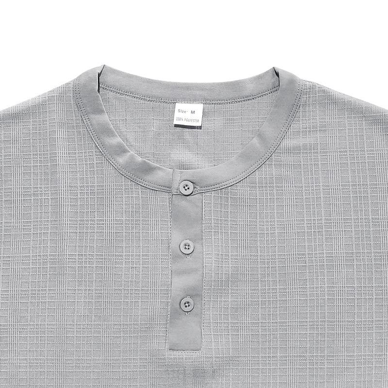 Mens Casual Breathable Loose Short Sleeve Henley Summer T Shirt