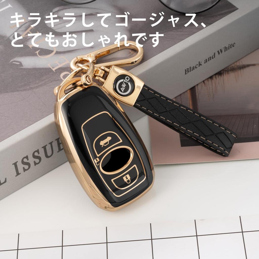 [Унхоке] Чехол для ключа Crosstrek, Чехол для ключа Forester, Чехол для смарт-ключа Revogue Impreza, Премиальный ТПУ, Устойчивый к пятнам и царапинам, Золотой Черный