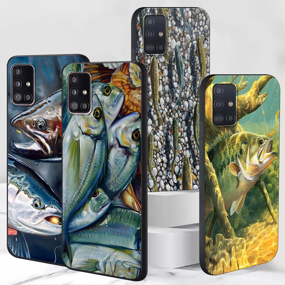 Trout Fish Fishing Case for Samsung Galaxy S23 S10e S10 S21 FE S22 S9 S24 Ultra S20 Plus Soft Black TPU Phone Cover Bumper