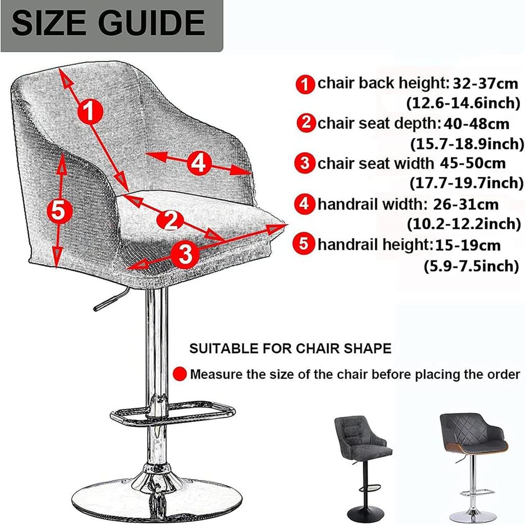 Set of 2 Dining Chair Covers Slipcover with Armrest Curved Back, Height Bar Stools Covers Back Chair Protector for Dining,B