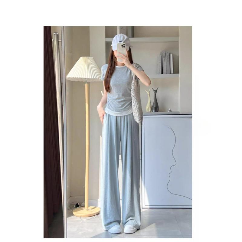 Синие брюки Yamamoto для женщин на весну и осень, новые повседневные брюки с высокой талией и свободным кроем для маленьких персон, ленивые, широкие брюки