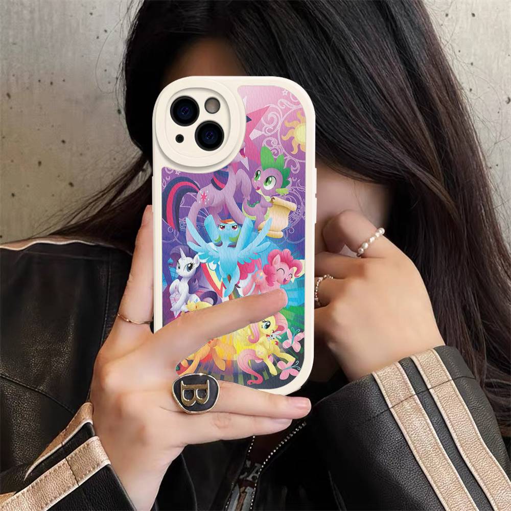 Милый M-Мой Мультяшный P-Пони L-Маленький Чехол Для Телефона Для IPhone 16 15 14 11 12 13 Pro Max Plus Задняя Кожаная Крышка