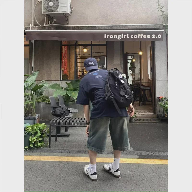 Унисекс ретро широкие джинсовые шорты с потертостями - модные, свободные и повседневные