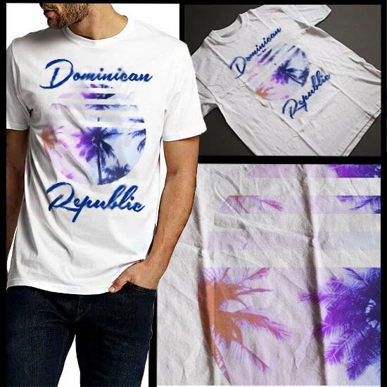 Dominican Republic Tourist Beach Vacation Coconut Tree Short Sleeve T-Shirt New