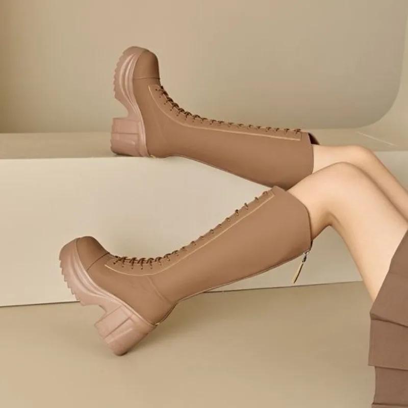 Модные 10см Микрофибра Синтетическая Платформа Танкетка Мода Круглый Носок Молния Повседневные Весенне-Осенние Женские Ботильоны До Щиколотки Высокие Ботинки Обувь