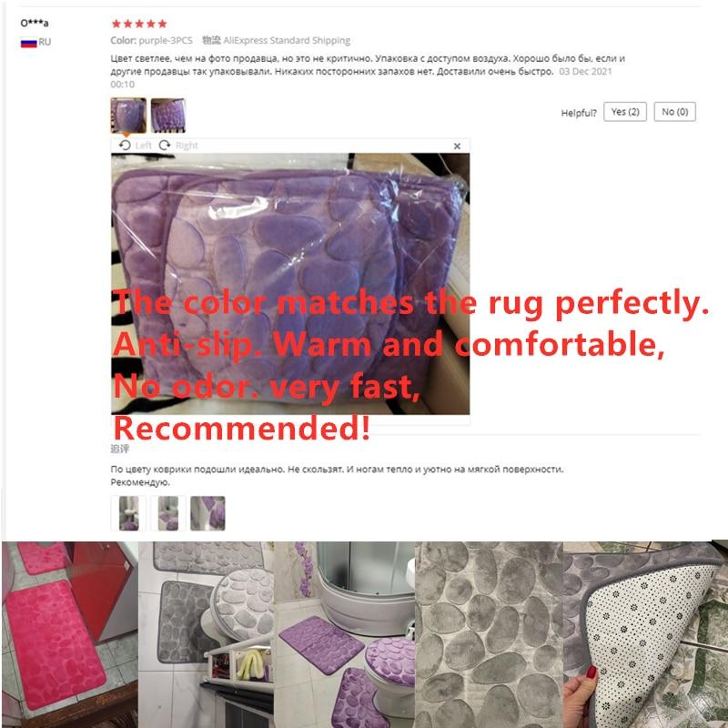 Набор из 3 ковриков для ванной комнаты, мягкий нескользящий коврик из 2 предметов, коврик из булыжника, коврик для ванной комнаты, впитывающие ковры для душа, крышка унитаза, пол