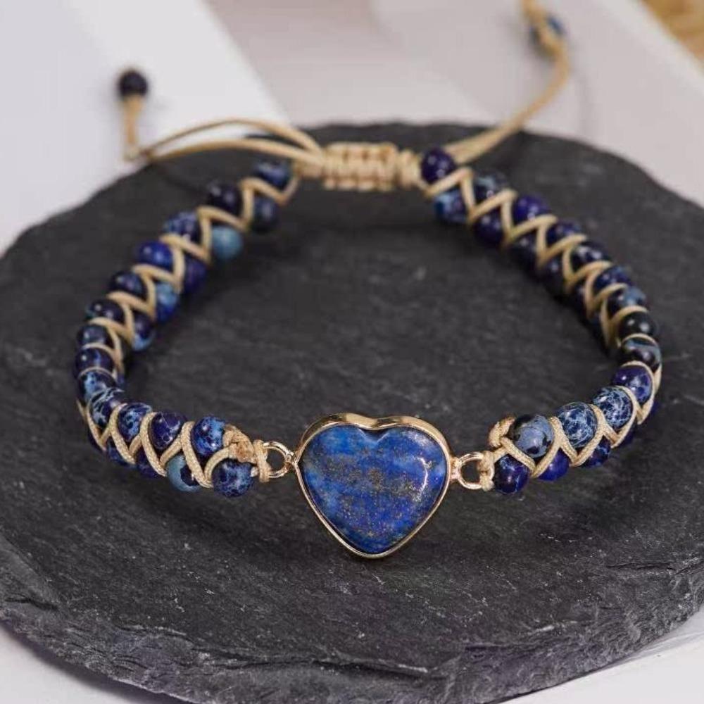 Colorful Stone Bohemian Braided Bracelets Retro Heart Bead Bangle Beads Weave Bracelets  Girls