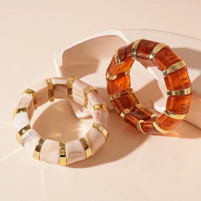 Богемный акриловый эластичный браслет Exaggerate Women Simple Geometric Cuff Jewelry Accessories