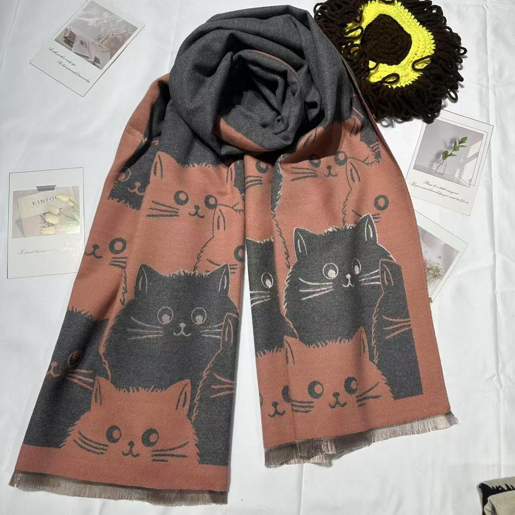 Women's Cute Cat Imitation Cashmere Scarf - Autumn/Winter Warm Shawl