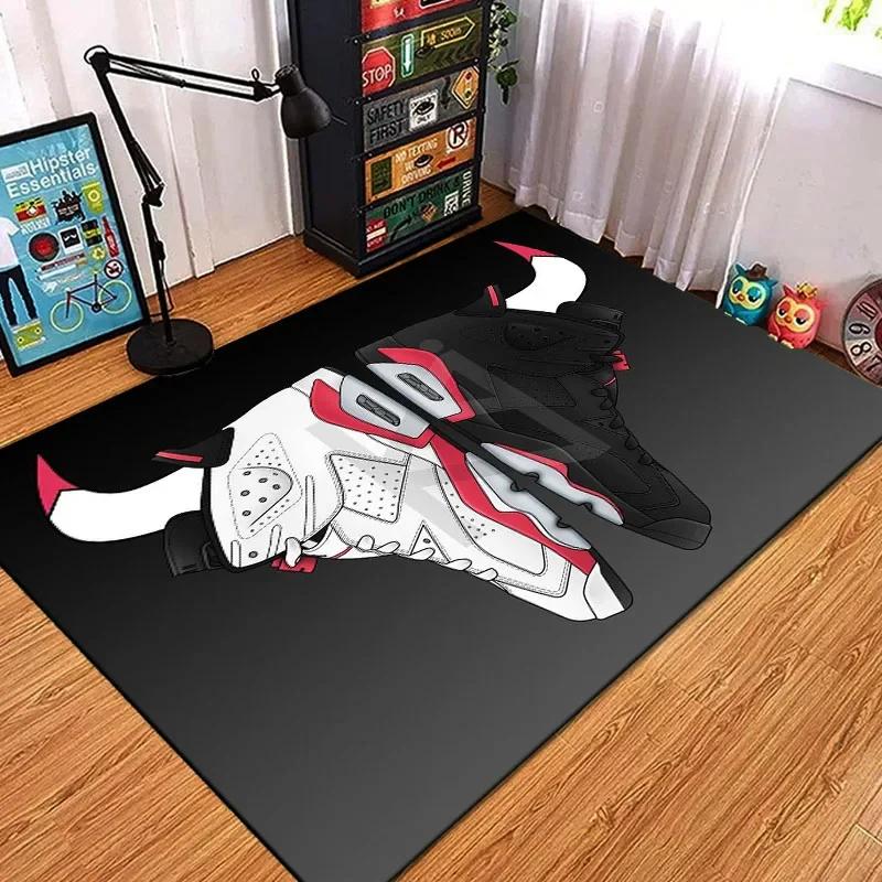 Basketball Sneaker Print Area Rug for Living Room Bedroom Kids Playroom Hallway Door Mat Non Slip Decorative Floor Carpet Gift