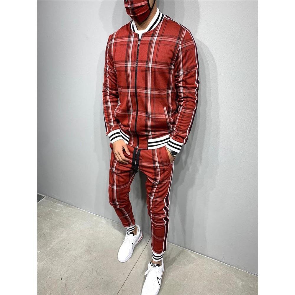 Спортивный костюм мужской спортивный костюм джентльмен комплект молния полный комплект куртка костюм комплект длинный рукав полосатый пальто брюки тренажерный зал повседневные мужские комплекты
