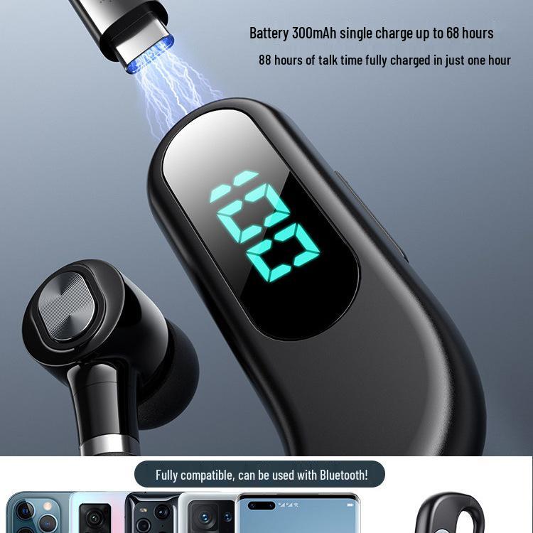 2025 Bluetooth Earphone: Long Battery Life, Wireless Single Ear Hook, HD Call for Drivers