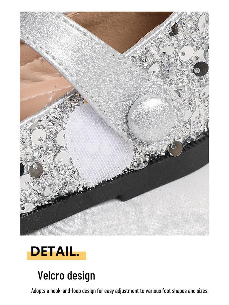 Весенние туфли для девочек Эльза Кристальная принцесса - Мягкая подошва Бант Кожа