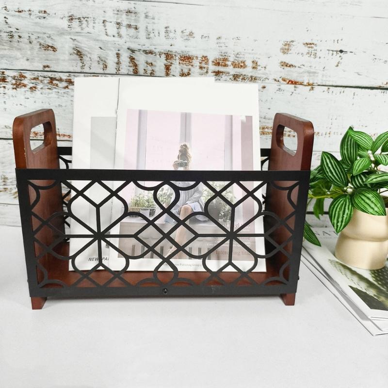 Multifunctional Floor Standing Storage Rack for Books Magazines Newspapers Wooden Organizer Elegant Home Decoration