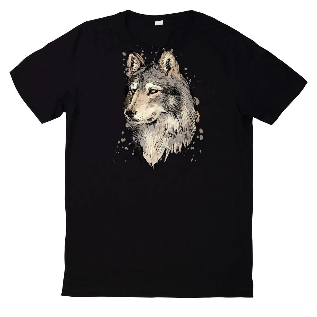 T Shirt Wolf Motiv Einsamer Husky Outdoor Geschenk Baumwolle Vintage Stretched Fashion Casual Top For Everyday Wear