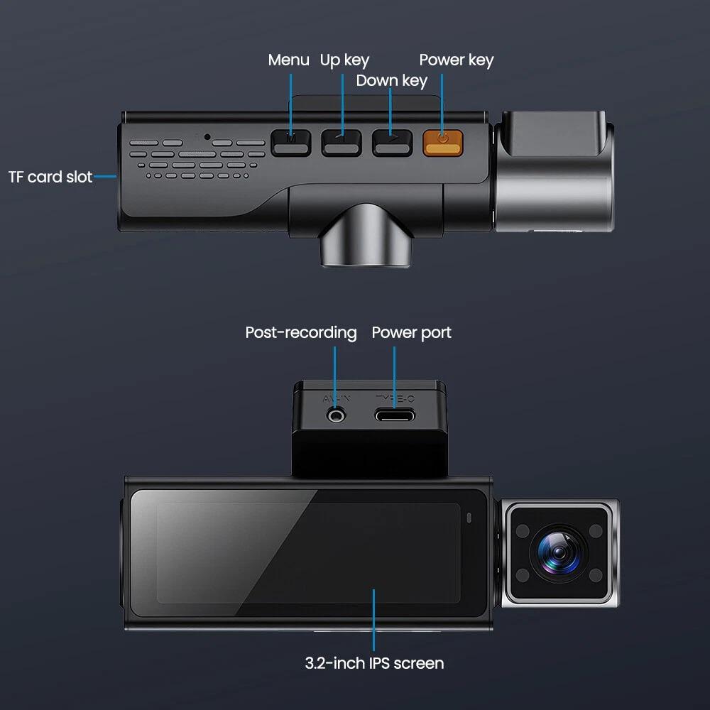 2/3-канальная автомобильная видеокамера, UHD 4K камера высокого разрешения с GPS и WiFi, автомобильный видеорегистратор