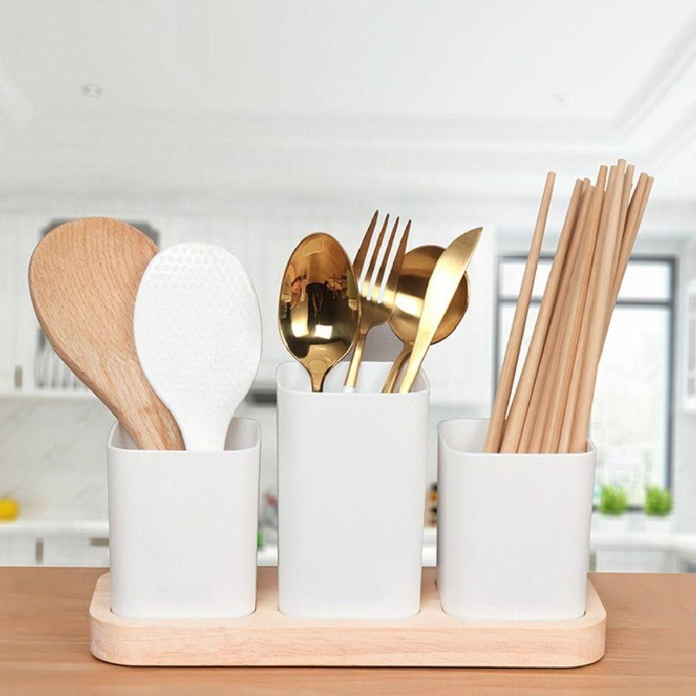 2/3 Divided Kitchen Utensil Holder Plastic Cutlery Drain Rack Chopstick Holder  Household