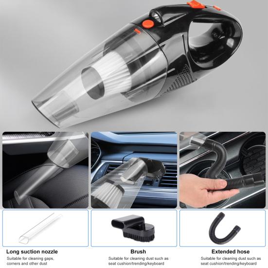 Автомобильный пылесос со светодиодной подсветкой, 120 Вт, высокая мощность, 2000 мАч, беспроводной перезаряжаемый портативный пылесос двойного назначения с сильной мощностью всасывания, автомобильные принадлежности