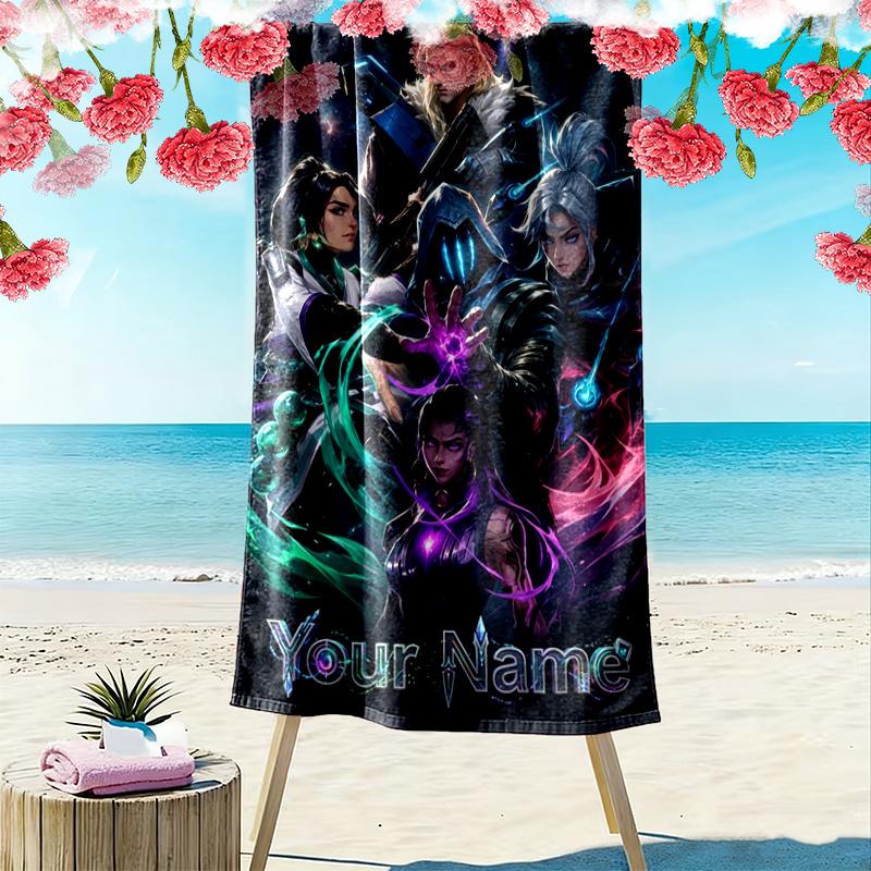 Name Custom Valorant Print Beach Towel, Large Soft Quick Dry Towel for Beach Camping Swimming