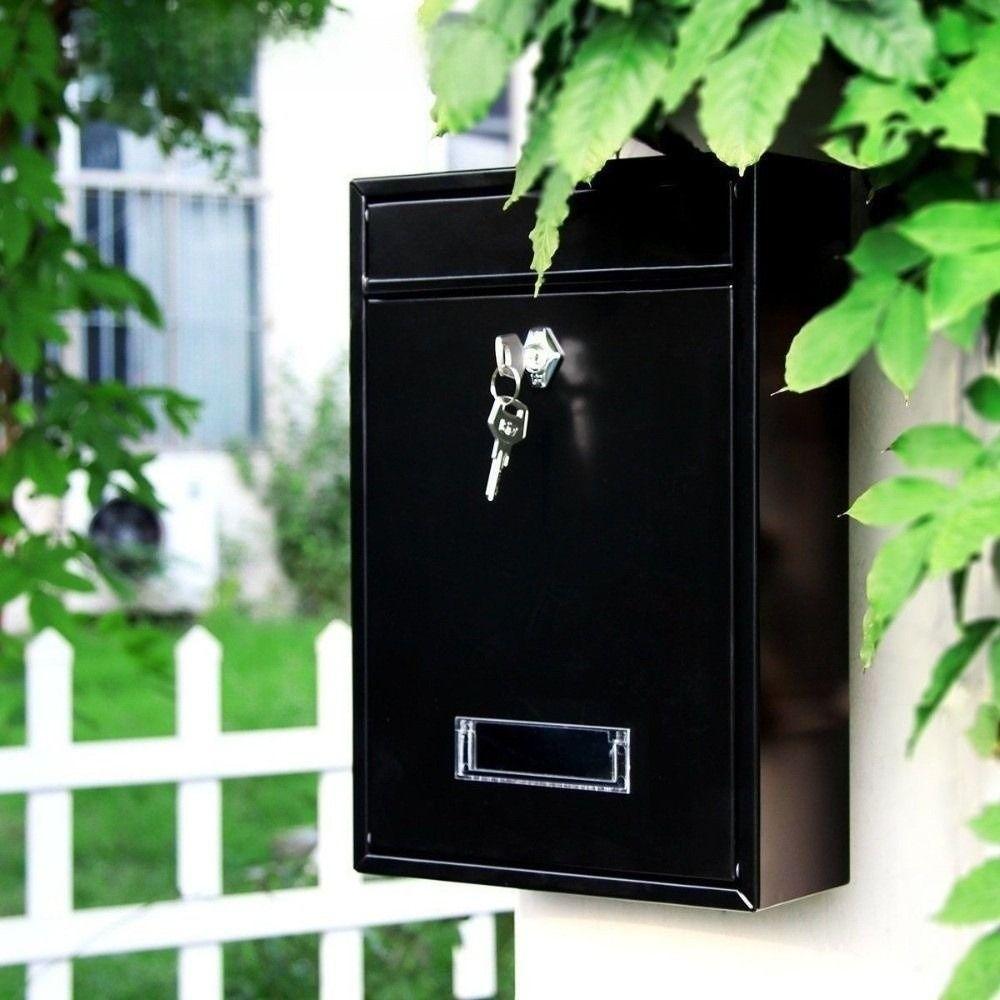 Rainproof Wall Mounted Mailbox Iron Safe Locking Metal Email Suggestion Box Clear Window Rustproof Hanging Postbox Outdoor