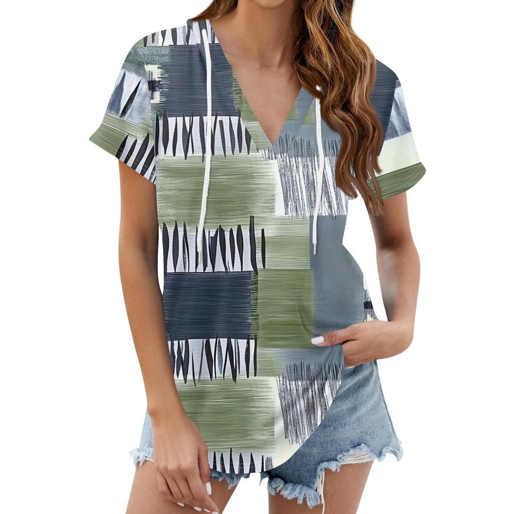 Женские летние футболки с V-образным вырезом, толстовки с коротким рукавом, туники, повседневные свободные туники, толстовки