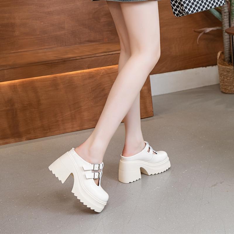 Стильные женские тапочки с закрытым носком 10 см на толстой подошве летние женские сандалии из лакированной кожи женские туфли