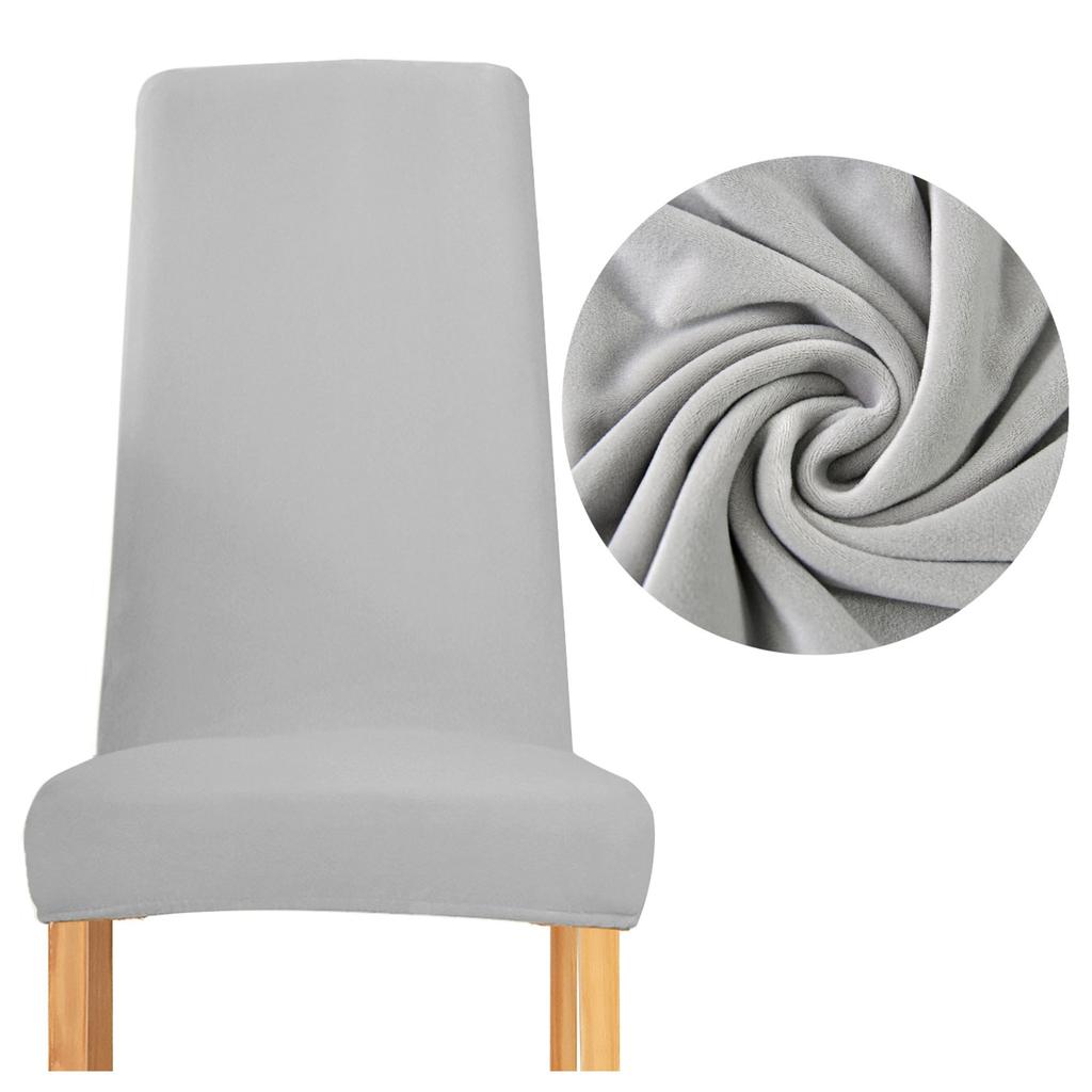 Cover For Chair Narrow Backrest Velvet Plush Thick Light Gray