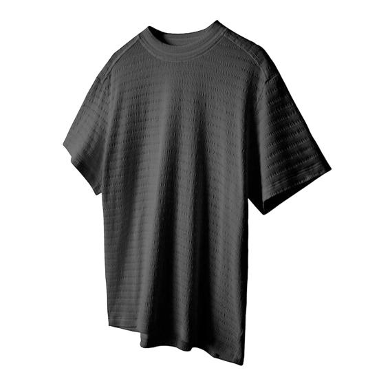 Мужская футболка с круглым вырезом и коротким рукавом, с 3D-полосатым жаккардовым узором, однотонная свободная летняя повседневная футболка