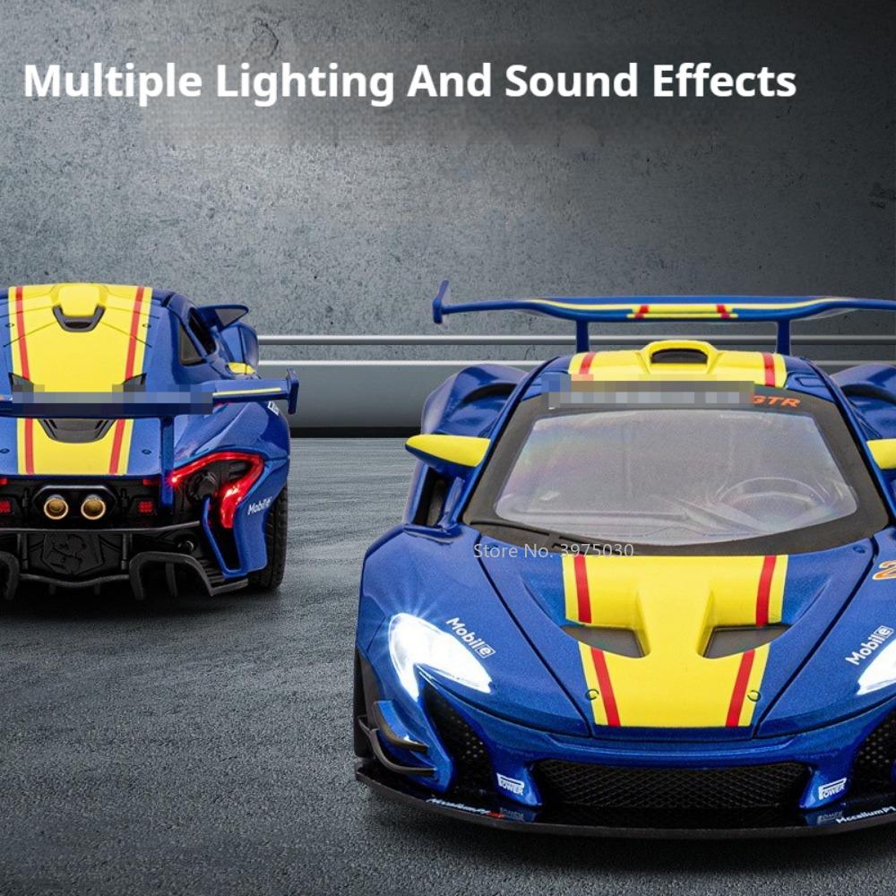 1/22 McLaren P1-GTR Игрушечная модель автомобиля Литой сплав со звуком и светом Функция инерционного механизма заднего колеса Модели транспортных средств Подарки на День детей