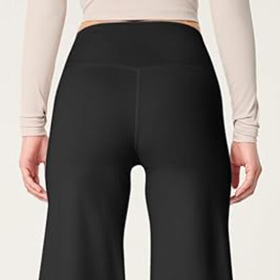 Женские расклешенные брюки с высокой талией, однотонные прямые брюки, однотонные прямые брюки с утягивающим эффектом для йоги