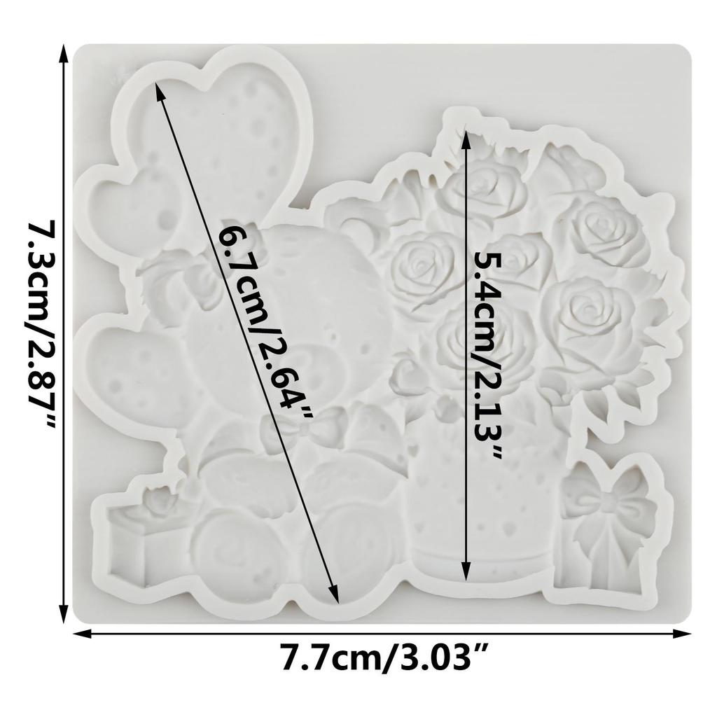 Bear Silicone Molds Rose Flower Fondant Mold Cake Decorating Tools Cupcake Topper Chocolate Candy Craft Gum Paste Polymer Clay