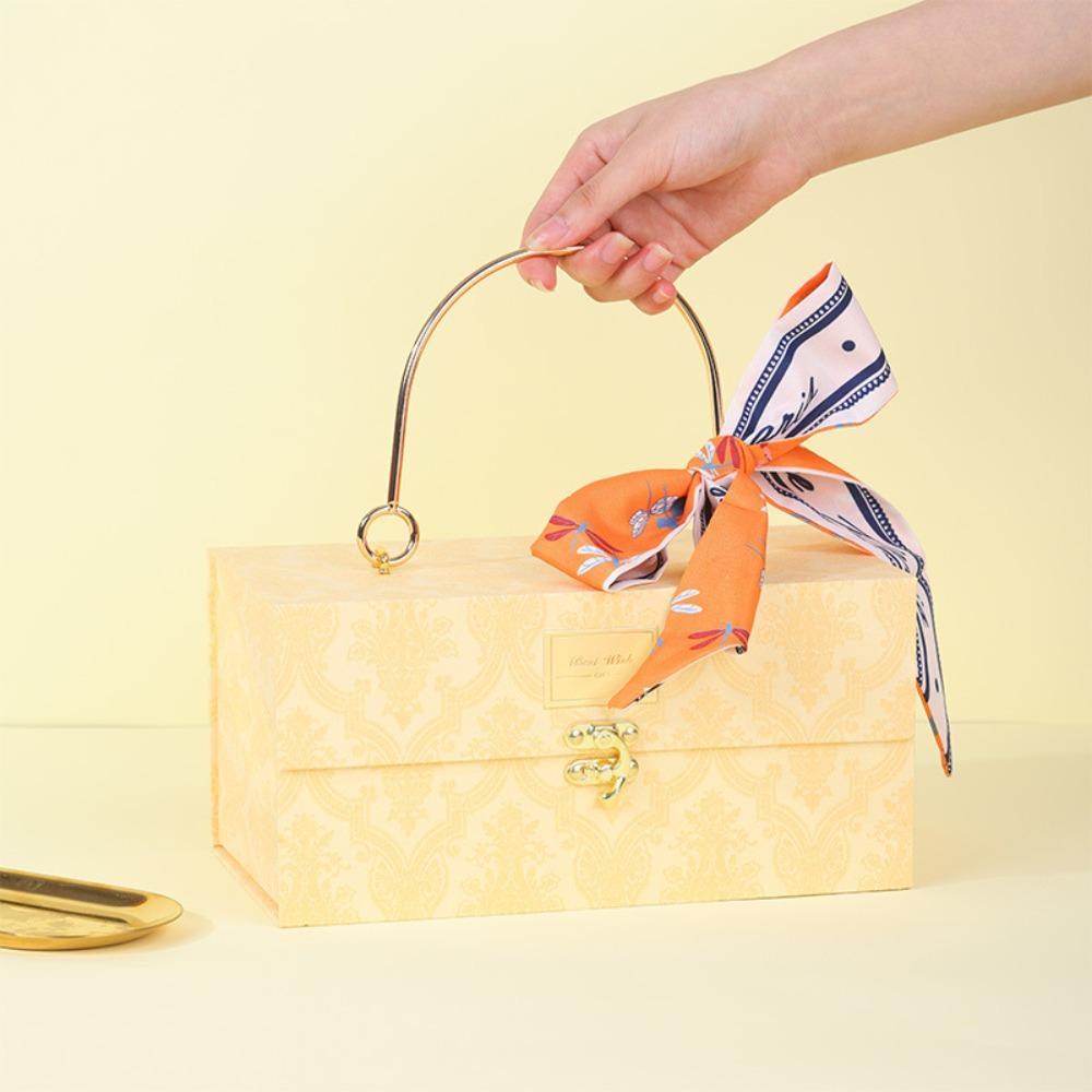 Dacron Mid-Autumn Festival Gift Box Scarf Neckerchief Floral Skinny Scarf Gift Packed