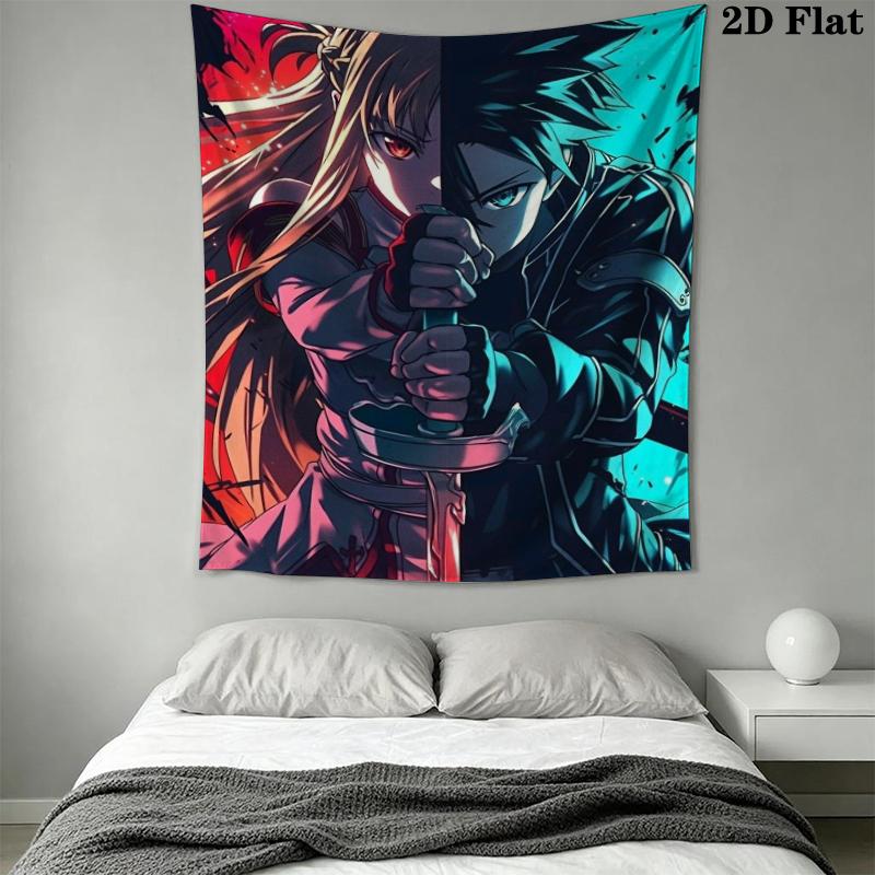 Sword Art Online Wall Tapestry Aesthetic Wall Hanging Printed Fabric Blanket Decorative Tapestries for Bedroom Living Room Home Decor