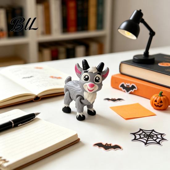Goat Figurine with Movable Joints 1/2Pcs 3D Printed Fidget Toy, Cartoon Flexible Joints, Articulated Animal Figure for Desktop Decoration Action