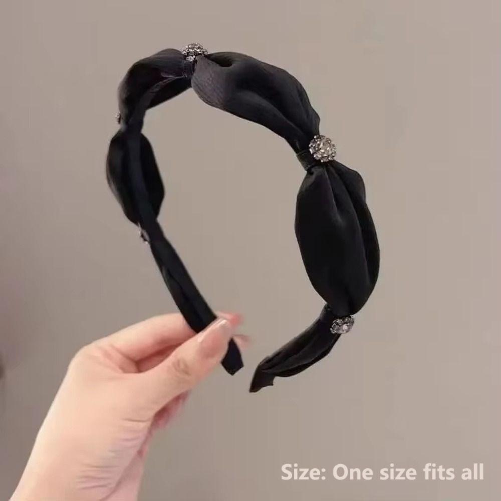 Diamond Encrusted Anti Slip Hairband Handmade Elegant Hair Clip Satin Hairband For Women