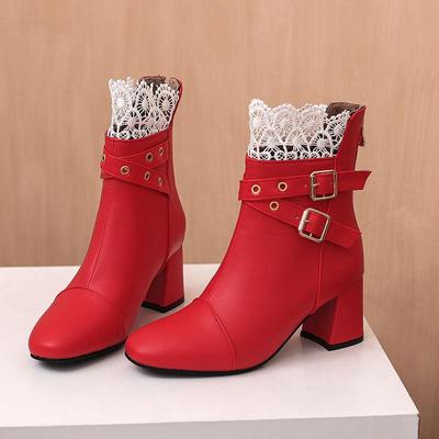 Женские ботильоны на высоком каблуке осень-зима новые цвета римские ботильоны толстый каблук женская обувь большого размера