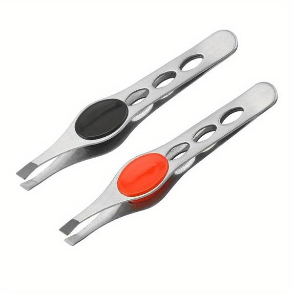 1Pc Stainless Steel Three Hole Eyebrow Tweezers Eyebrow Tweezers with Rubber Cushion Eyebrow Tweezers Tweezers Beauty Tools