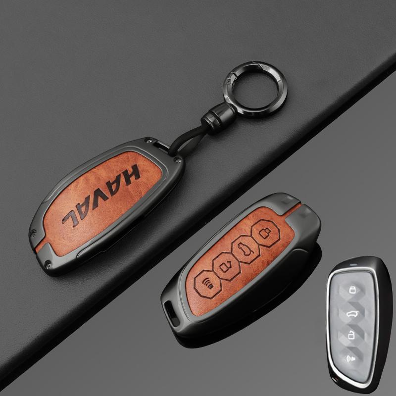 Leather Car Key Case Cover for Great Wall Haval H6 2024 H9 2024 F7x H5 H3 H2 M6 Cool Dog Plus Owl Dragon MAX F7 Accessories