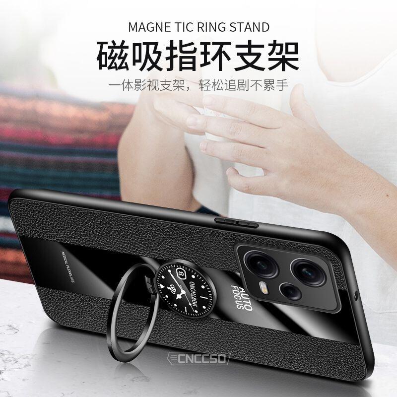 Magnetic Holder Case For Redmi Note 12 Pro Plus Note12 Turbo 5G Luxury PU Leather Cover For Xiaomi Redmi Note 12Pro Ring Bumper