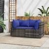VidaXL Garden Corner Sofas and Cushions 2 Pcs Grey Wicker, Sofa, Garden Sofa, Sectional Corner Sofa, 319842