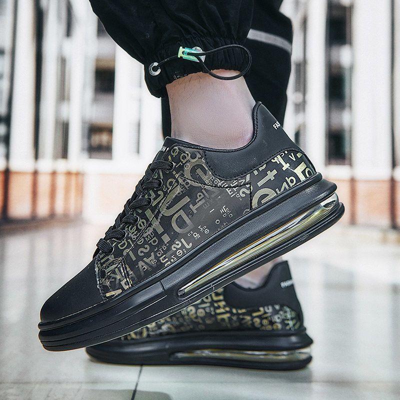 Весной и летом популярные маленькие белые туфли студенческие универсальные туфли на воздушной подушке мужские туфли толстая подошва увеличивающая круглый носок доска туфли повседневные спо