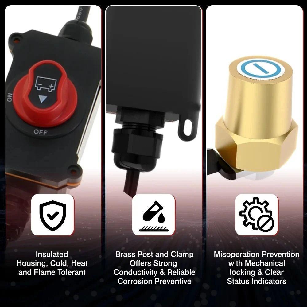 DC 12-24V Battery Cut Off Switch 100A Disconnecter Emergency Cutoff Power Isolator RV