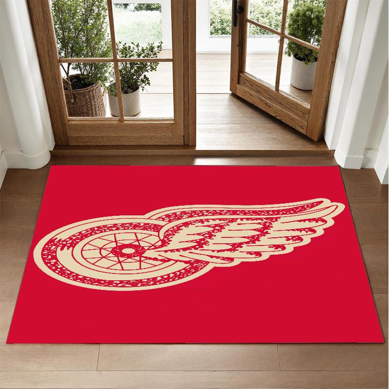 Detroit Red Wings Design Crystal Velvet Rug Soft Decorative Mat for Bedroom Entrance