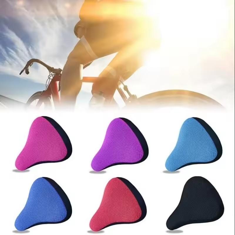 1-6Pcs Bicycle Saddle 3D Soft Bike Seat Cover Cycling Silicone Seat Cushion Cycling Breathable Saddle Comfortable Bicycle Bike